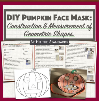 Preview of DIY Pumpkin Face Mask: Construction & Measurement of Shapes Fall Thanksgiving 