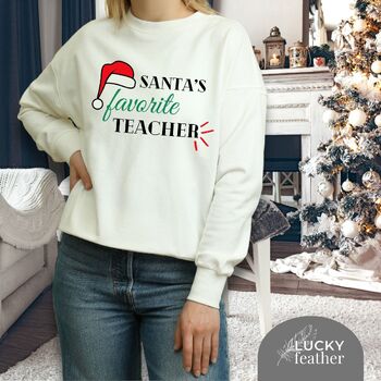Preview of DIY Santa's Favorite Teacher Shirt, Christmas Teacher SVG PNG