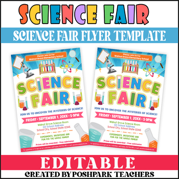 Preview of DIY Science Fair Flyer | Academic School Science Party Flyer Template