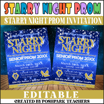 Preview of DIY Starry Night Prom Flyer | School Dance Under the Stars Invitation Template