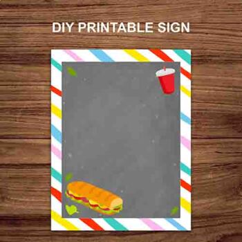 DIY Teacher appreciation table sign printable - SUB sandwich sign