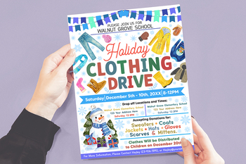 DIY Winter Clothing Drive Flyer, Customizable School Holiday Winter Event  Fundraiser Template