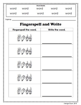 Preview of DIY Worksheet: Fingerspell and Write (English/ASL)