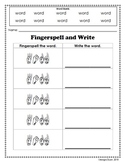 DIY Worksheet: Fingerspell and Write (English/ASL)