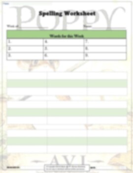 Preview of Poppy By Avi |DIY_Template| Vocabulary Worksheet 001(Blank Bank)|Emma's Workshop