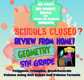 Preview of DISTANCE LEARNING 5th Grade Geometry Packet; Google Forms, Learn from home