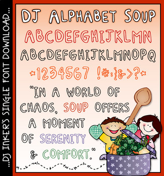 Preview of DJ Alphabet Soup Font - Fun Outline Lettering by DJ Inkers