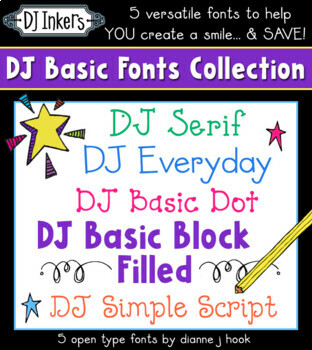 Preview of DJ Basic Fonts Collection - 5 open type fonts