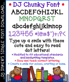 DJ Chunky Font - cute dot lettering with educational stand