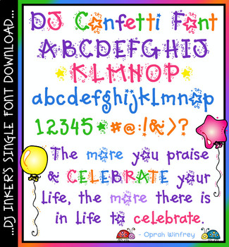 Preview of DJ Confetti Font Download - Birthday and Party Lettering