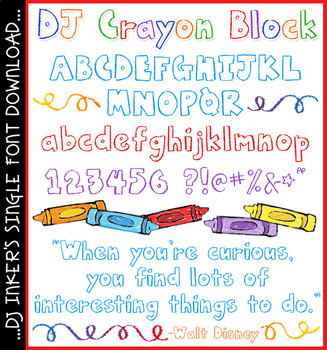 Preview of DJ Crayon Block Font - Cute Kid's Writing Block Letters by DJ Inkers