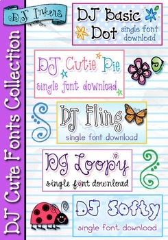 Preview of DJ Cute Fonts Collection - 5 adorable fonts by DJ Inkers