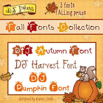 Preview of Fall Fonts Collection - 3 font bundle for autumn, harvest and fall by DJ Inkers