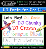 DJ Fonts for Pre-K Bundle - 5 fonts for Preschool, Kinderg