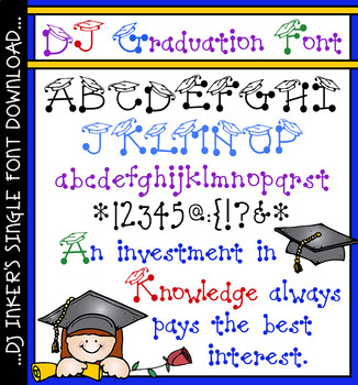 Preview of DJ Graduation Font Download - Grad Hat Dot Lettering by DJ Inkers