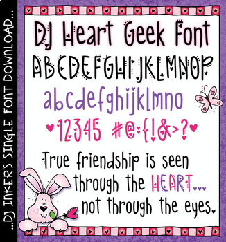 Preview of DJ Heart Geek Font - Valentine's Day Lettering Download
