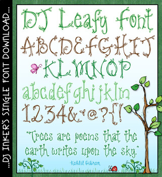 Preview of DJ Leafy Font - Spring Twig and Leaves Lettering by DJ Inkers
