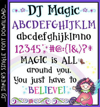 Preview of DJ Magic Font Download - Whimsical Bold Serif Lettering by DJ Inkers