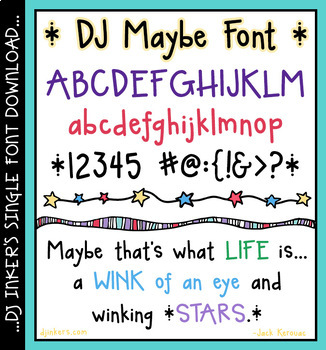 Preview of DJ Maybe Font Download - cute, bold print lettering by DJ Inkers