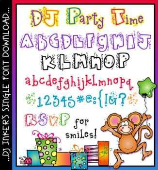 Preview of DJ Party Time Font Download - Confetti Lettering for Celebrations by DJ Inkers