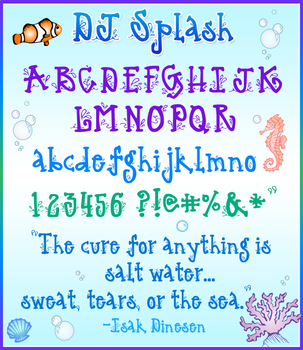Preview of DJ Splash Font - Water Splash Lettering for Rainy Days, Beach & Pool Fun