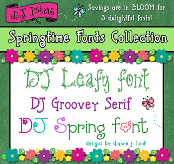 Preview of Springtime Font Collection - Bundle 3 Cute Fonts for Spring by DJ Inkers 
