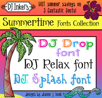 Preview of Summer Fonts Collection - 3 Font Bundle for Summertime by DJ Inkers