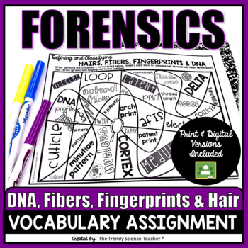 Preview of DNA, Fibers, Fingerprints & Hairs Vocabulary Assignment [Print & Digital]