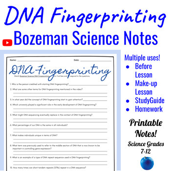 Preview of DNA Fingerprinting Comprehensive Worksheet | Bozeman Science