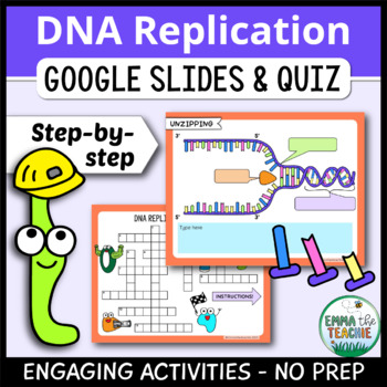 Preview of DNA Replication Digital Activities & Quiz: Enzyme Analogies, Diagrams, Crossword