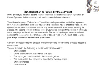 Preview of DNA Replication and Protein Synthesis Project