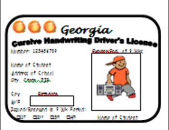 Preview of D'Nealian Cursive Driver's License