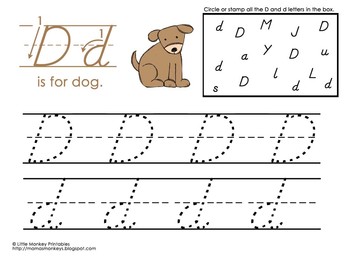 D'Nealian Handwriting Practice Pages by Little Monkey Printables