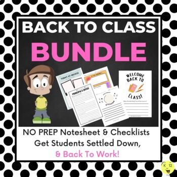 Preview of DO NOW Back To Class BUNDLE | Classroom Management | Think Sheets