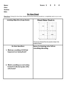 Preview of DO NOW! Warm-Up Student Worksheet