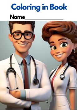 Preview of DOCTORS AND NURSES images, COLORING in Book (20 pages), US spelling