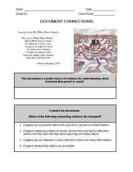 Preview of DOCUMENT CONNECTIONS - IMPERIALISM - WORD FORMAT (New Global Regents)