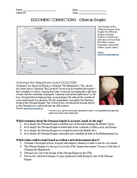 Preview of DOCUMENT CONNECTIONS - OTTOMAN EMPIRE - MS WORD FORMAT (New Global Regents)