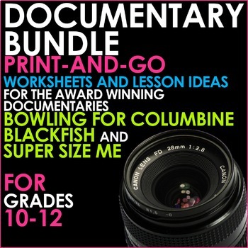 Preview of DOCUMENTARY BUNDLE - BLACKFISH, BOWLING FOR COLUMBINE and SUPER SIZE ME