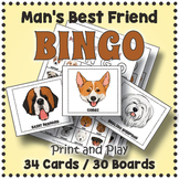 DOG BREEDS THEMED BINGO & Memory Matching Card Game Activity