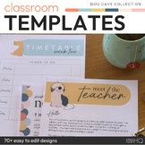 Preview of DOG DAYS Meet The Teacher Templates + Class Newsletters | Dog Theme Class Decor