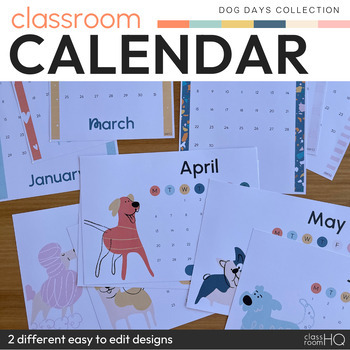 DOG DAYS Simple 1-Month to a Page Calendar by classroomHQ | TPT