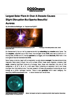 DOGOnews worksheets - Largest Solar Flare Causes Disruption Sparks Auroras