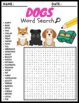 DOGS word Search Puzzle Worksheets Activities For Kids | TPT
