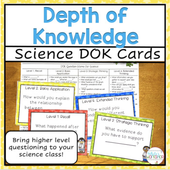 Preview of DOK (Depth of Knowledge) Question Stems for Science 