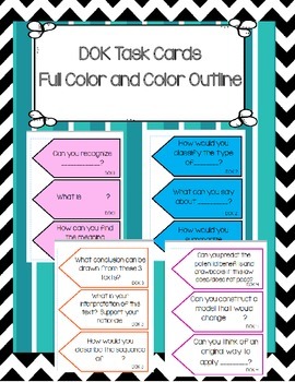 Preview of DOK Question Stem Task Cards