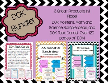 Preview of DOK Task Cards, Posters,Idea Starters  BUNDLE 3 Products in 1! 120 pages of DOK!