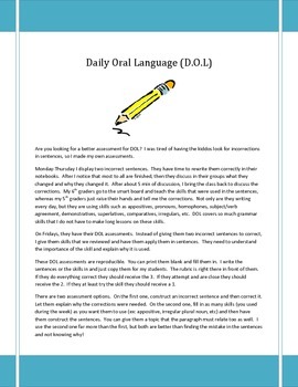 Preview of DOL (Daily Oral Language) Assessments