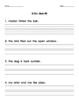 DOL (Daily Oral Language) Quizzes to go with Carson-Dellosa Workbook