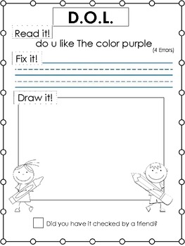 Daily Oral Language Kindergarten Worksheets Teaching Resources Tpt